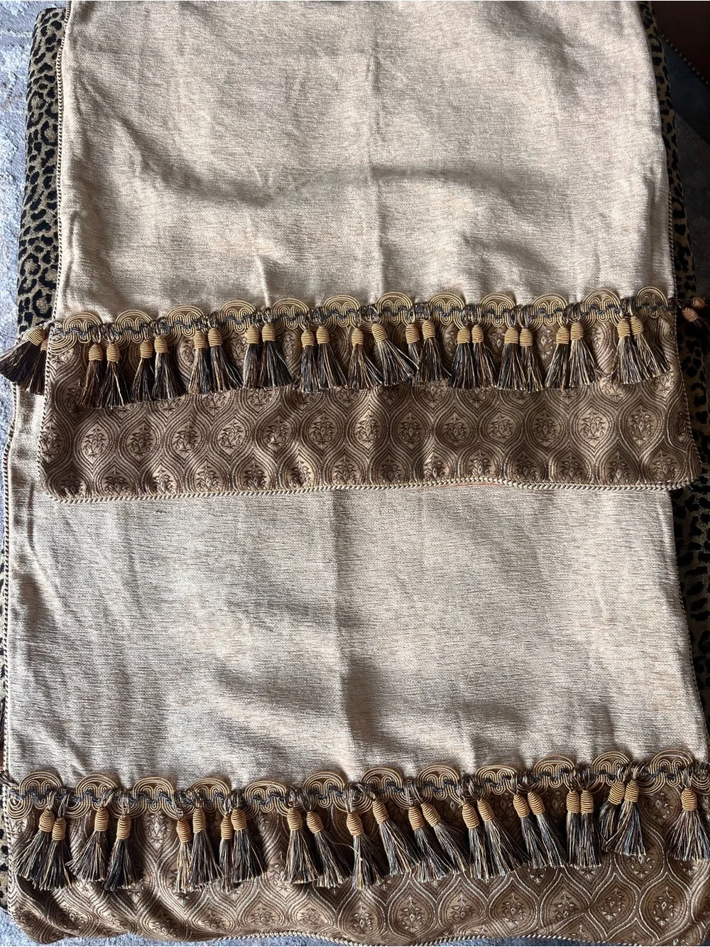 CROSCILL ASHTON EURO PILLOW SHAM CHENILLE TASSELS GOLD RUST 2 Shams Included